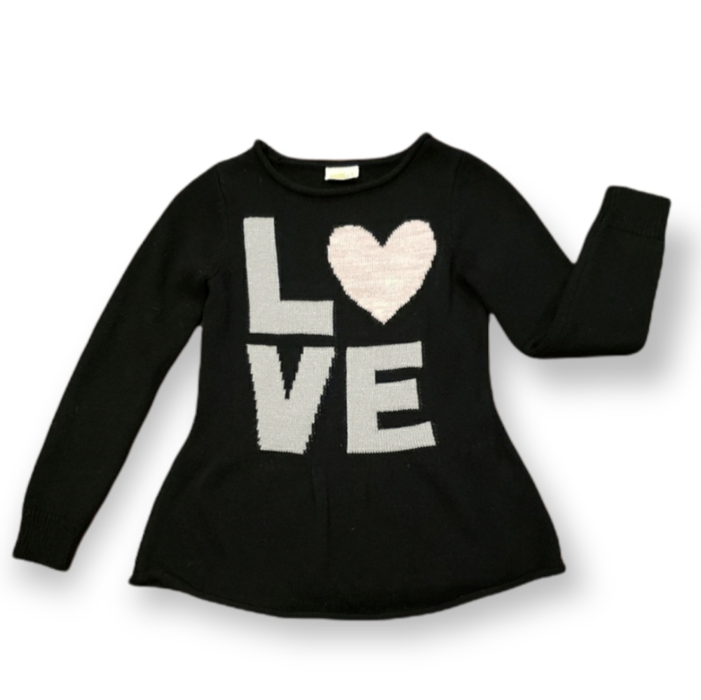 CRAZY 8 Girl's Black Love Sweater - Size M (7-8)